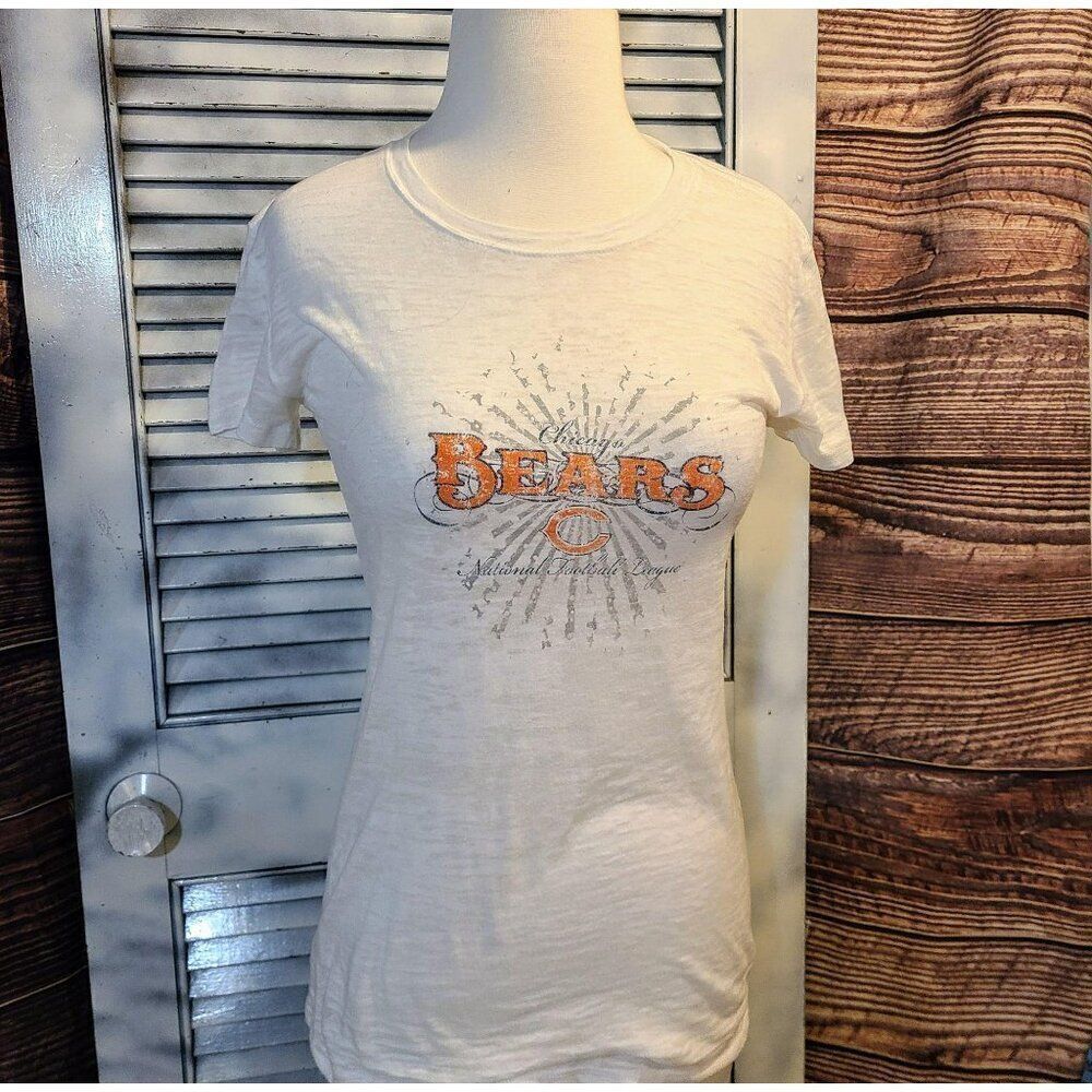 Chicago Bears Lg White Burnout Graphic Tee NFL